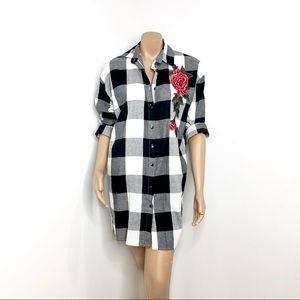 B&W LONG SLEEVE FLANNEL DRESS